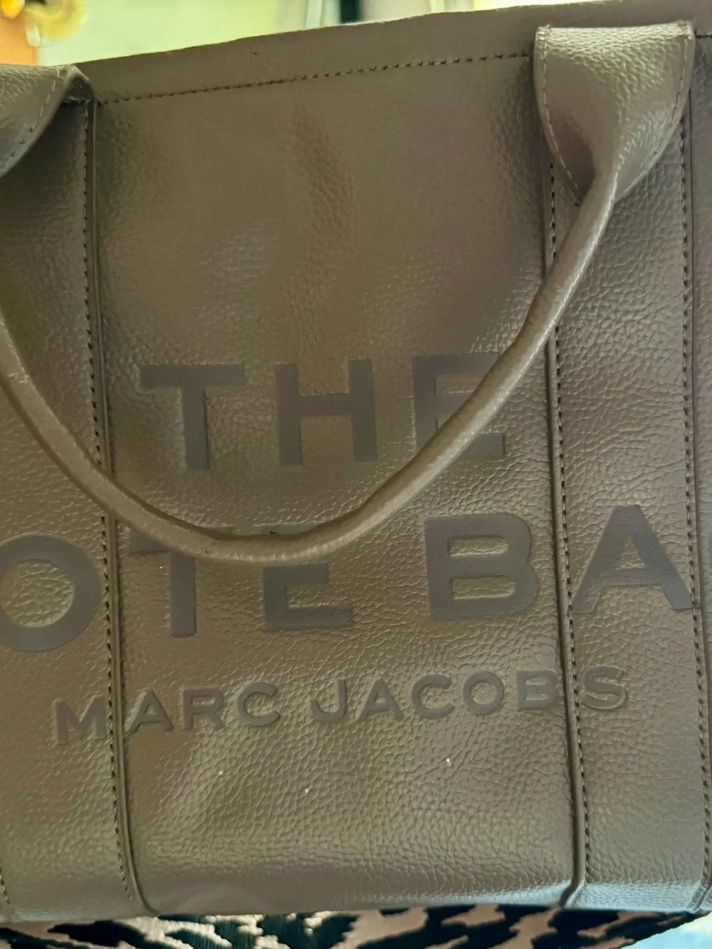 Marc Jacobs Taupe Pebbled Leather Tote with Leopard Strap